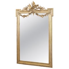 19ème siècle italien Antique Large Wall Mirror in Gilded Wood