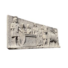 19th Century Italian Antique Limestone Wall Panel - Architectural Roman Relief