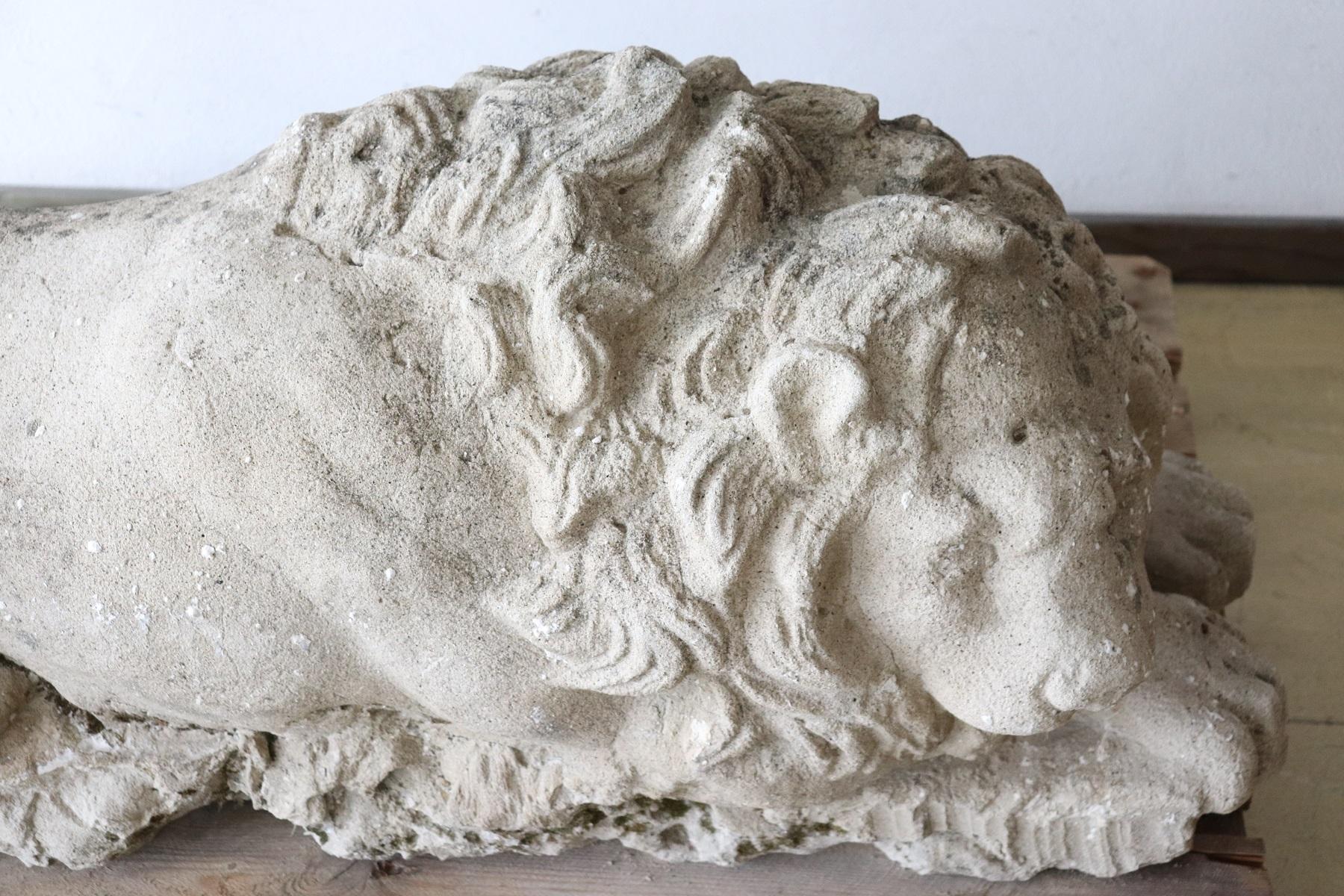 18th Century Italian Antique Lion Sculpture in Stone 5