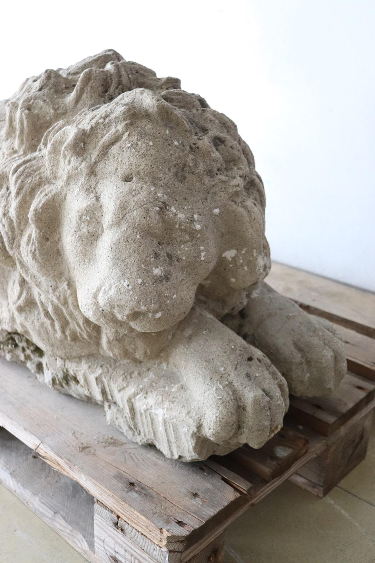 18th Century Italian Antique Lion Sculpture in Stone In Good Condition In Casale Monferrato, IT