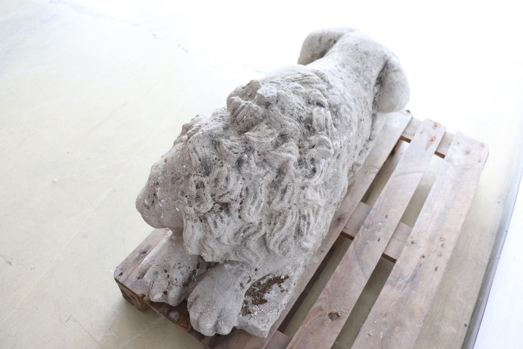 18th Century Italian Antique Lion Sculpture in Stone 1