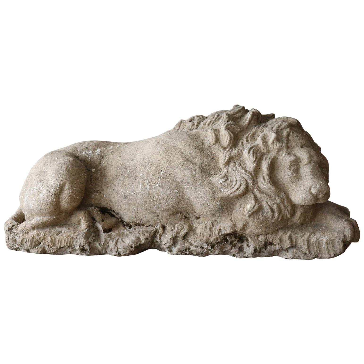 Antique Stone Carving Lion Figurine 