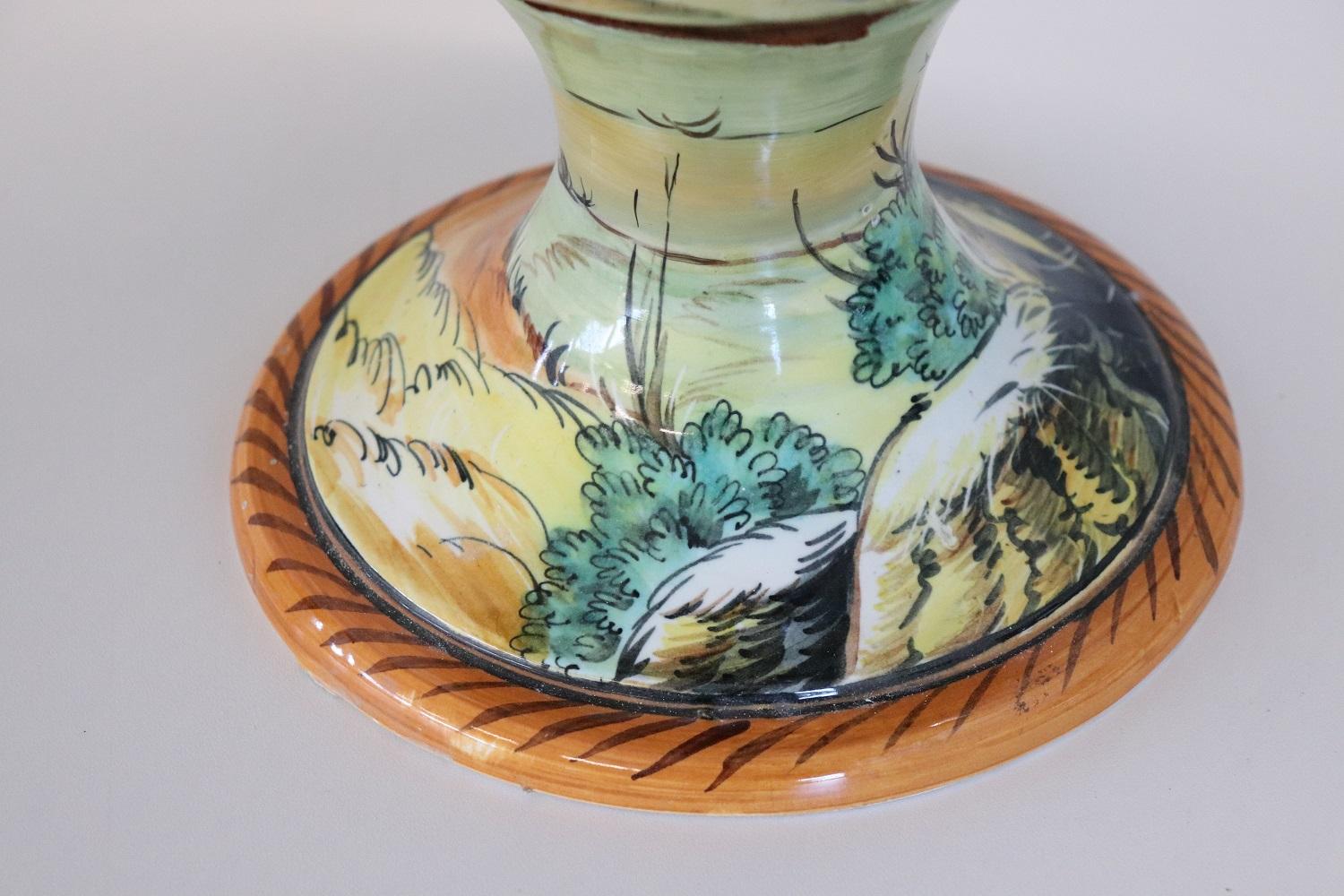 19th Century Italian Antique Majolica Large Hand Painted Antique Vase, Signed For Sale 4