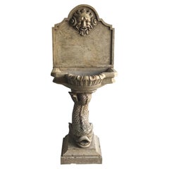 Italienischer antiker Marmor-Wandbrunnen aus dem 19.