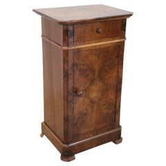 19th Century Italian Antique Nightstand in Briar Walnut Wood