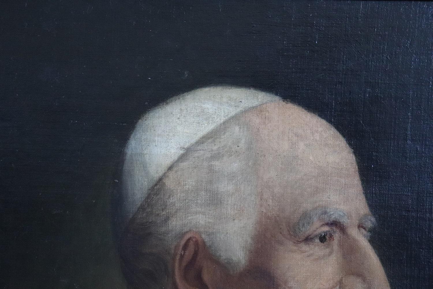 19th Century Italian Antique Oil Painting on Canvas Portrait of Pope Pio IX 5