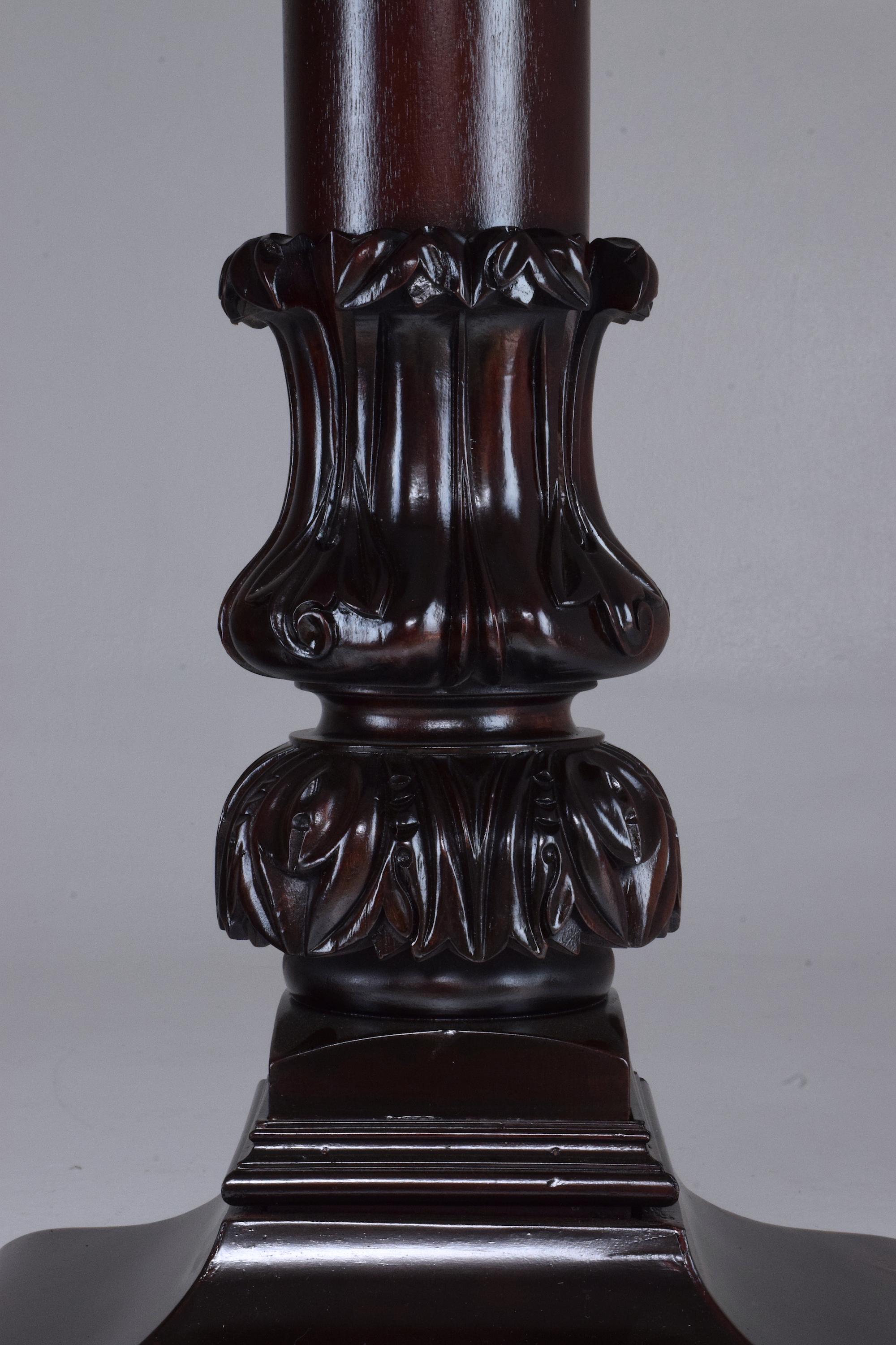 Pair of 19th Century Italian Antique Tall Mahogany Pedestals Columns 9