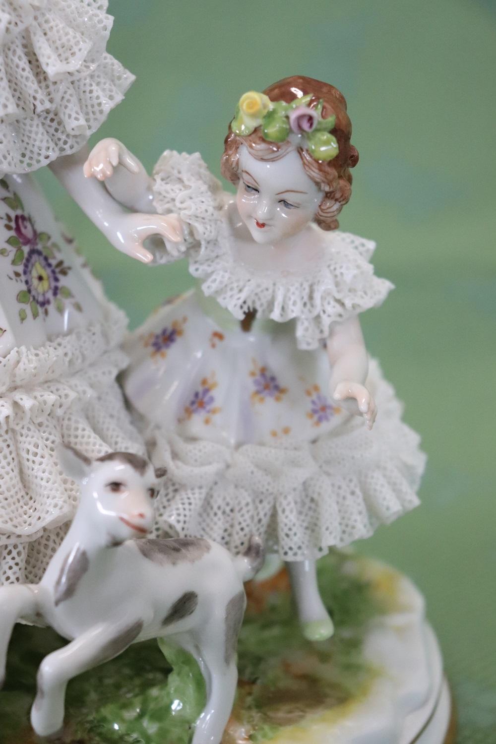 Hand-Painted 19th Century Italian Antique Porcelain Sculpture by Capodimonte For Sale
