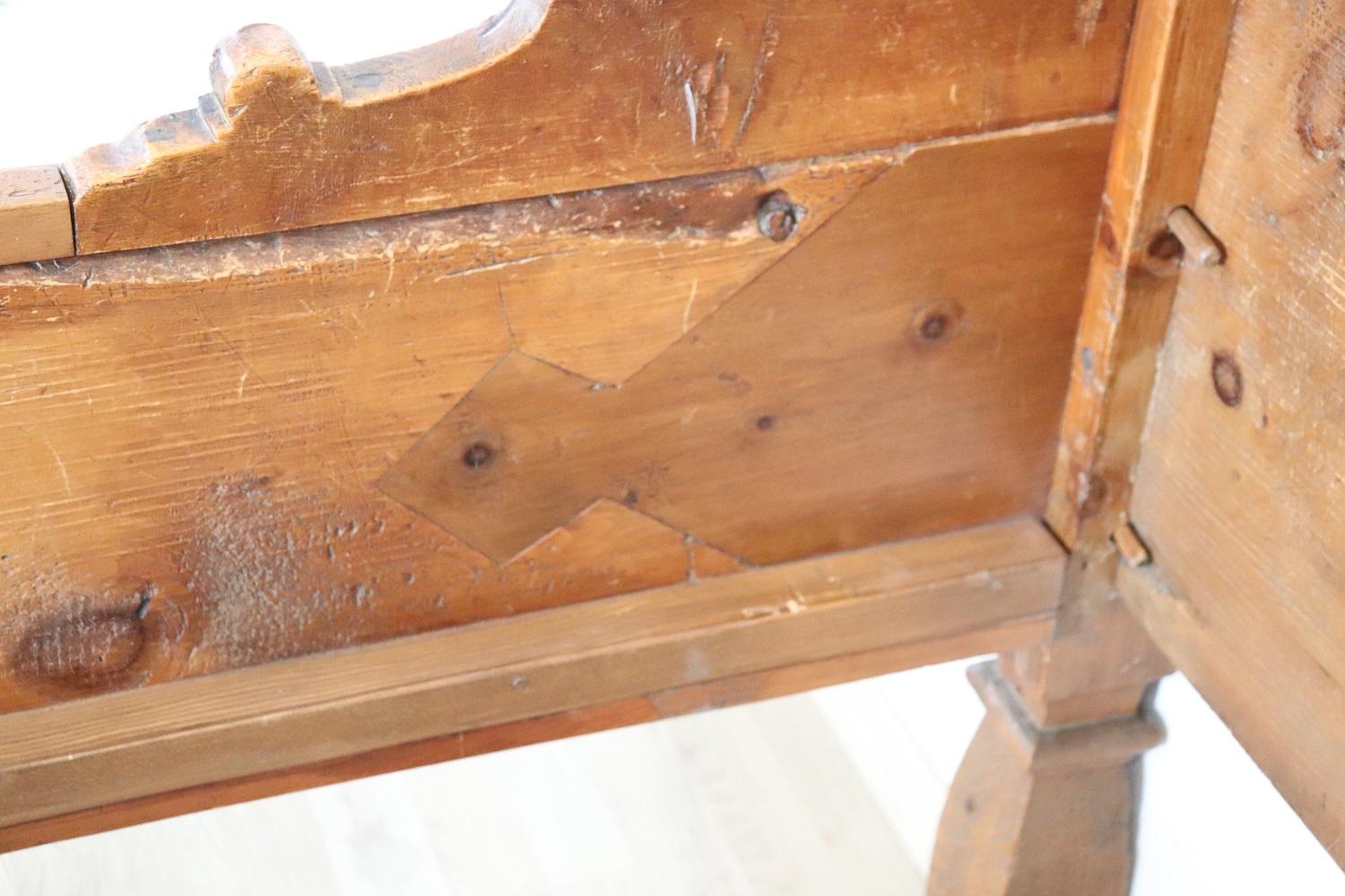 19th Century Italian Antique Rustic Mountain Solid Pine Single Bed 5
