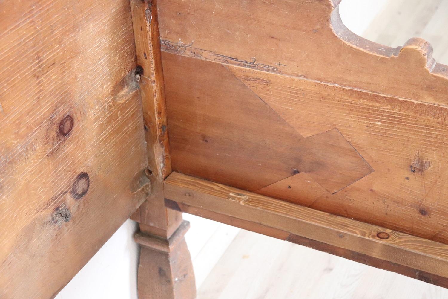 19th Century Italian Antique Rustic Mountain Solid Pine Single Bed 6