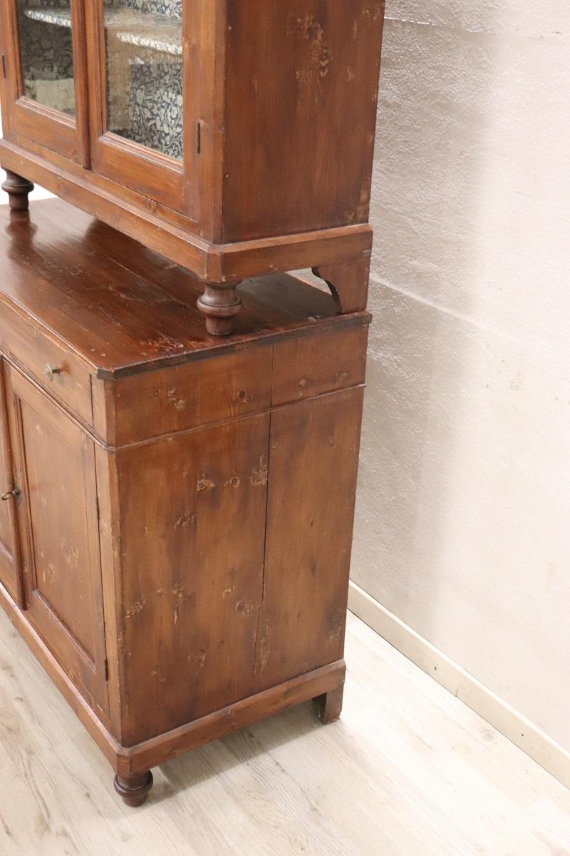 Sapin Buffet rustique italien du 19ème siècle en bois de sapin