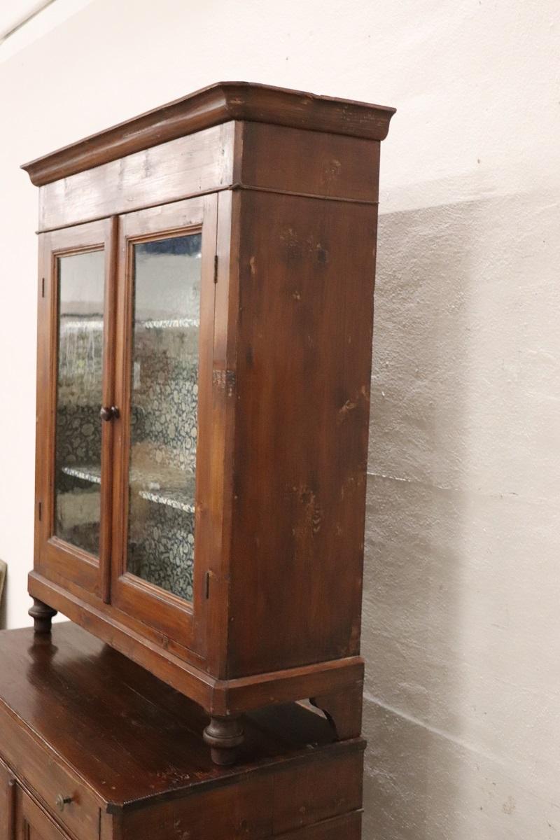 Buffet rustique italien du 19ème siècle en bois de sapin 1