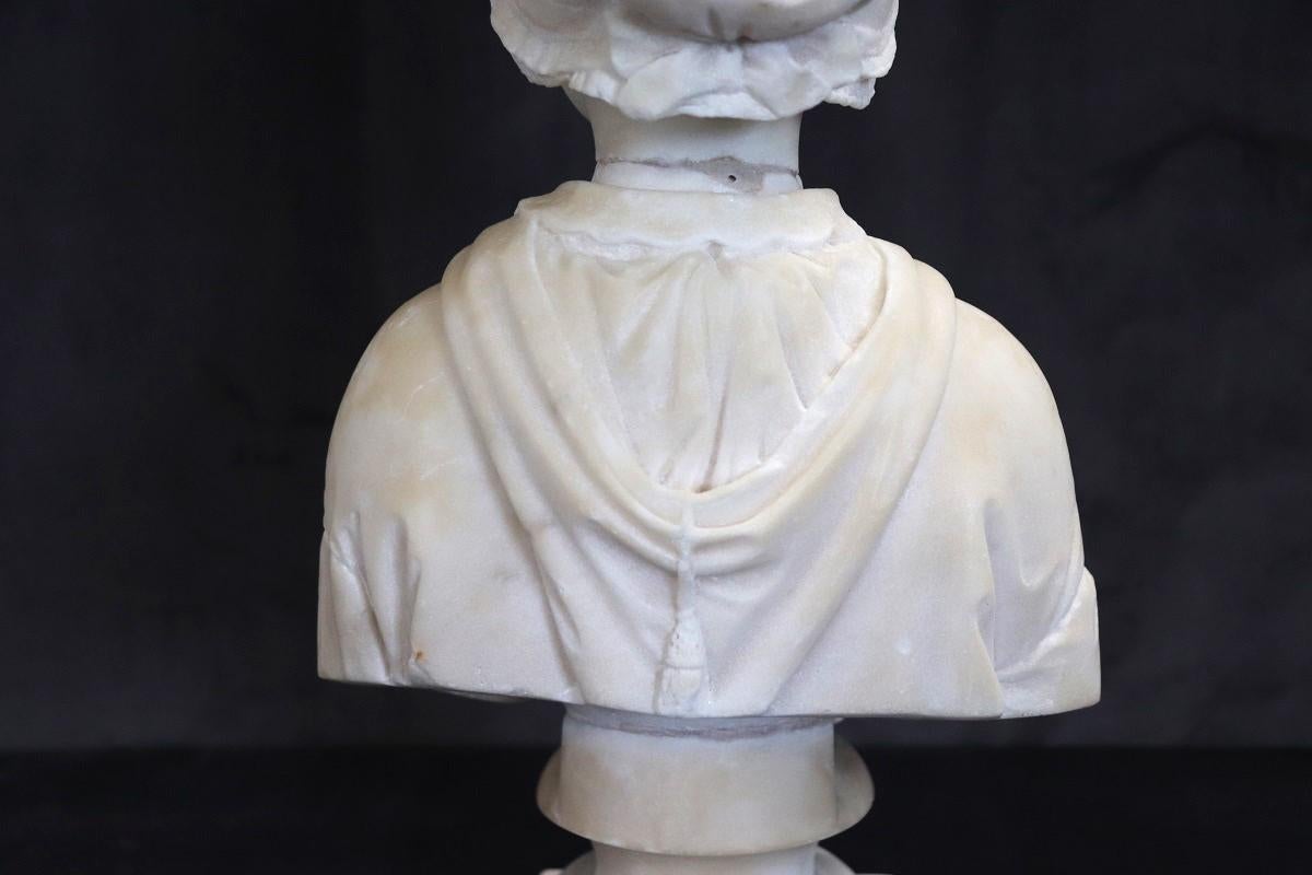 Sculpture ancienne italienne du 19e siècle en marbre blanc, buste de dame en vente 4