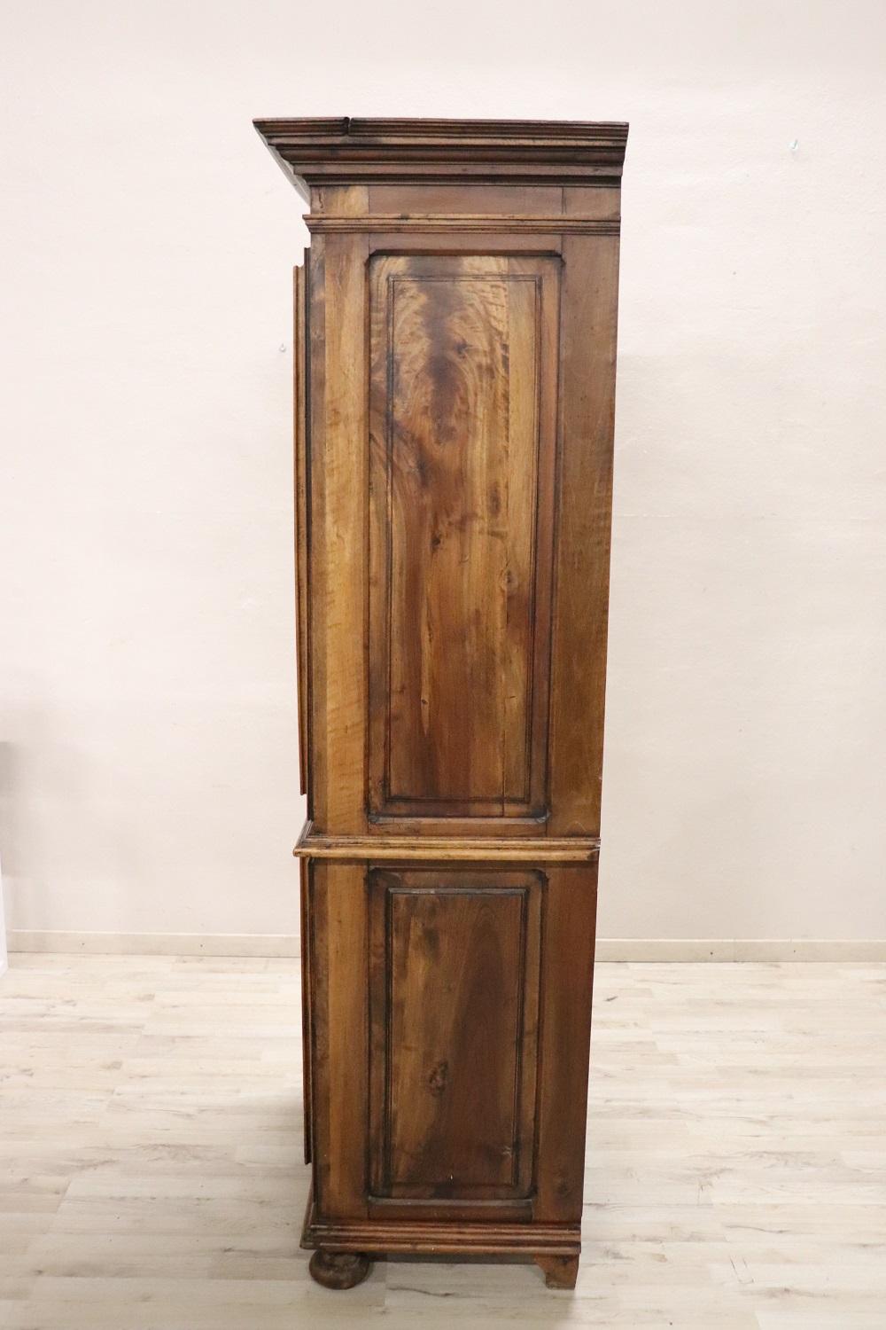 19th Century Italian Antique Small Cabinet in Solid Carved Walnut 8