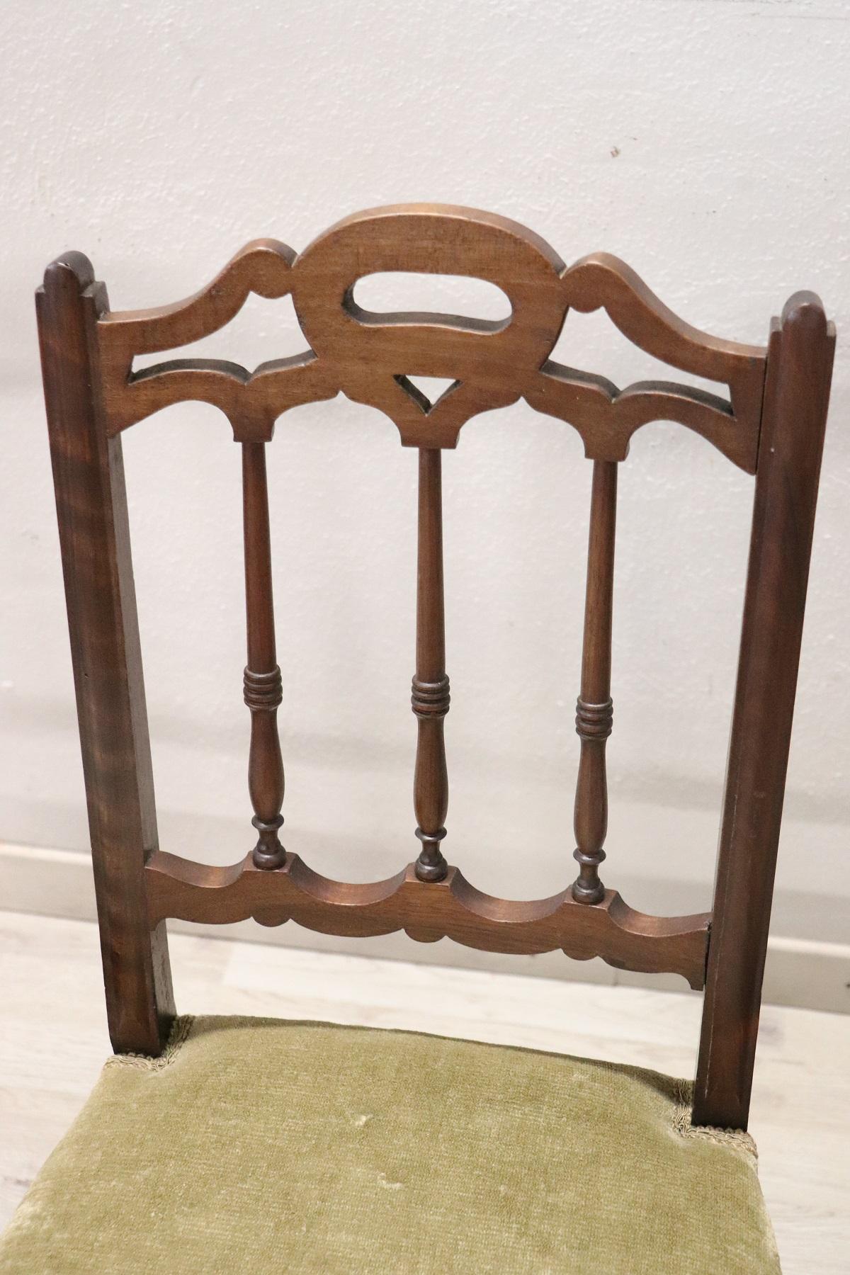 19th Century Italian Antique Turned Walnut Four Chairs 2
