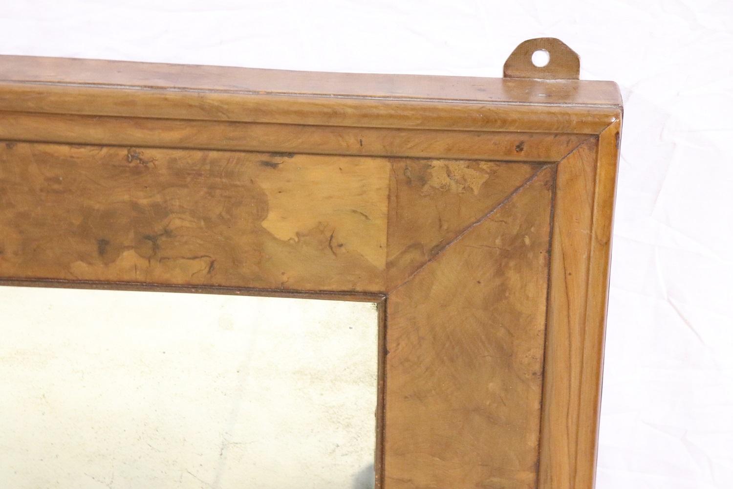 19th Century Italian Antique Wall Mirror with Briar Walnut Frame In Good Condition For Sale In Casale Monferrato, IT