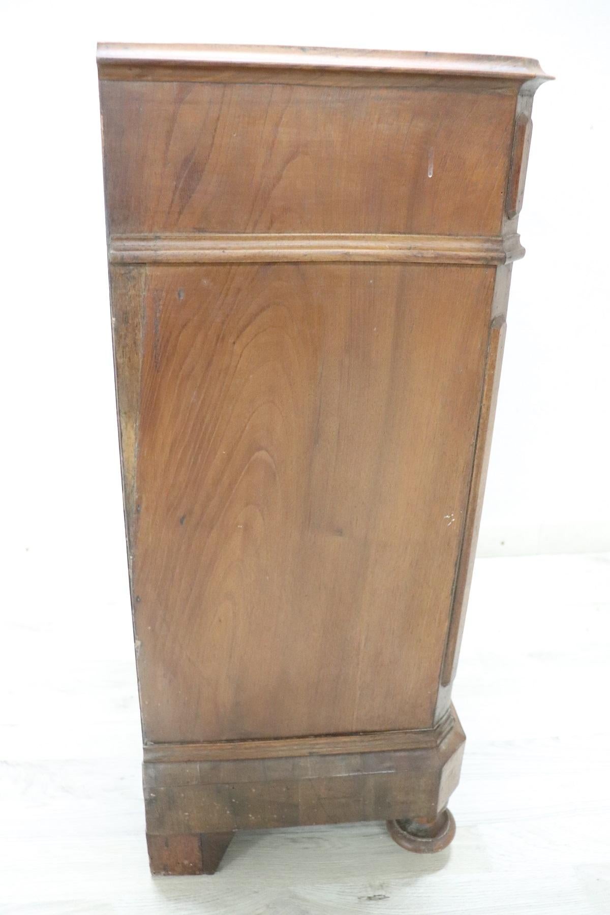 Late 19th Century 19th Century Italian Antique Walnut Wood Nightstand