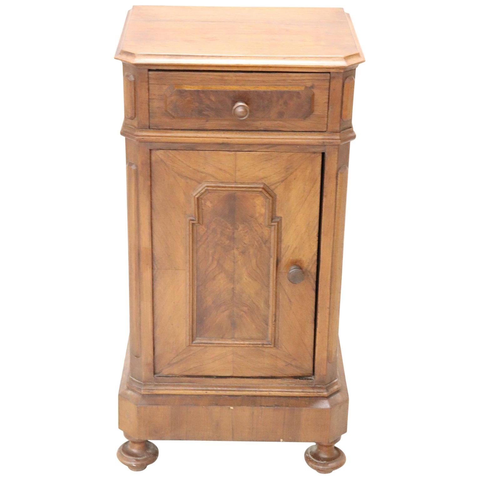 19th Century Italian Antique Walnut Wood Nightstand