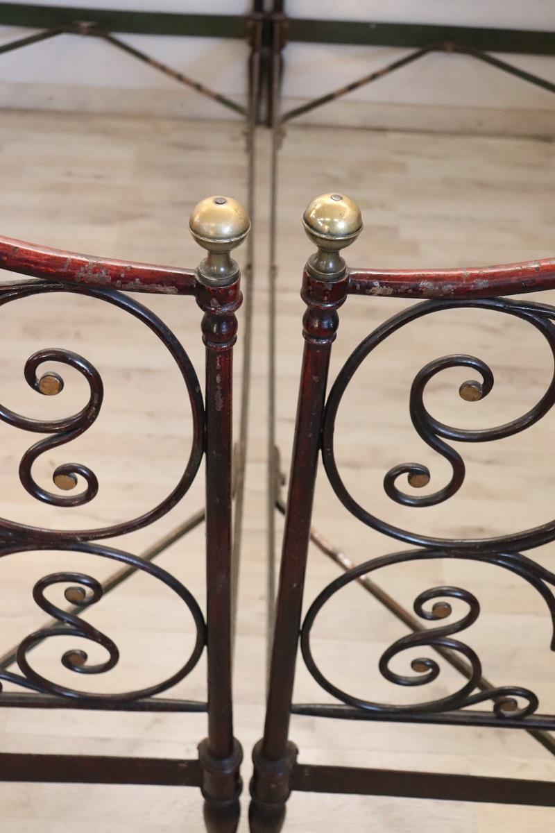19th Century Italian Antique Wrought Iron Pair of Single Beds In Good Condition For Sale In Casale Monferrato, IT
