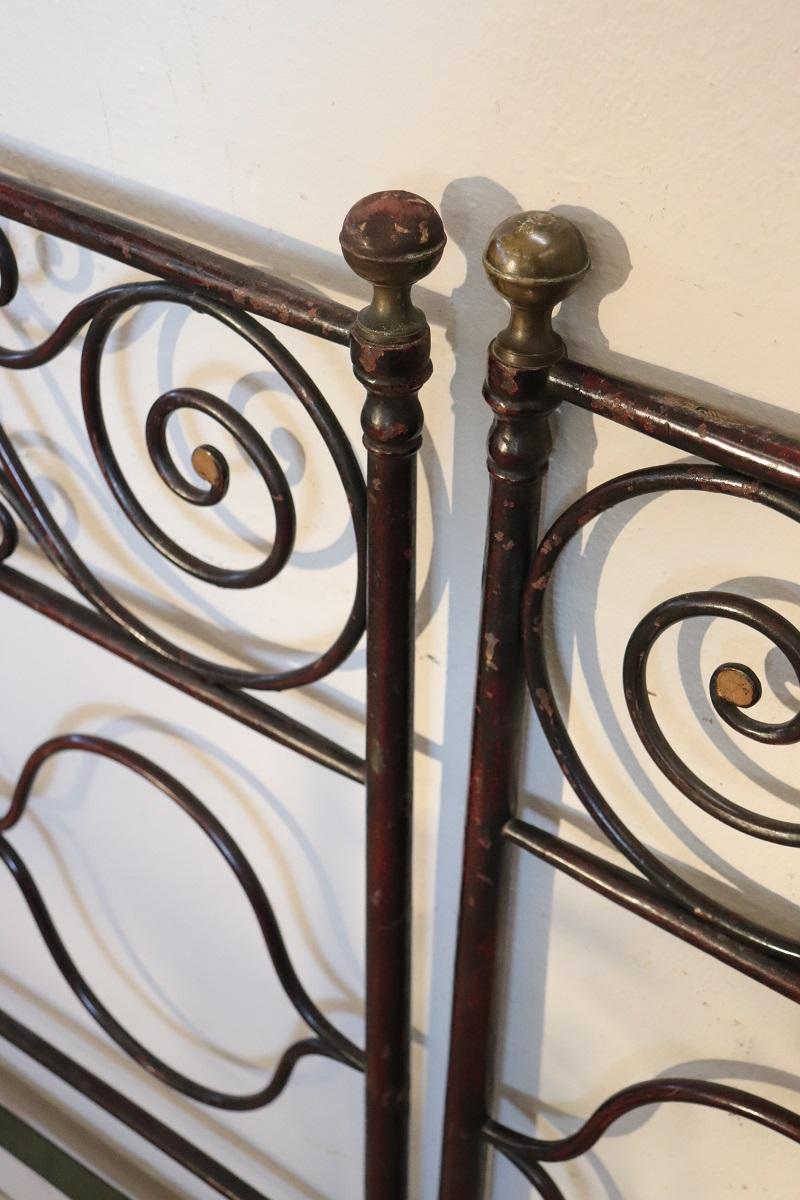 19th Century Italian Antique Wrought Iron Pair of Single Beds For Sale 5