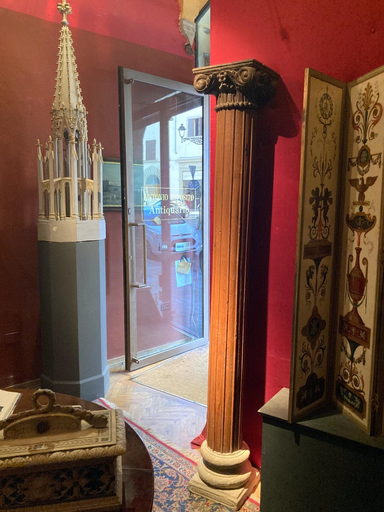 19th Century Italian Architectural Corinthian Wood Columns on Sandstone ...