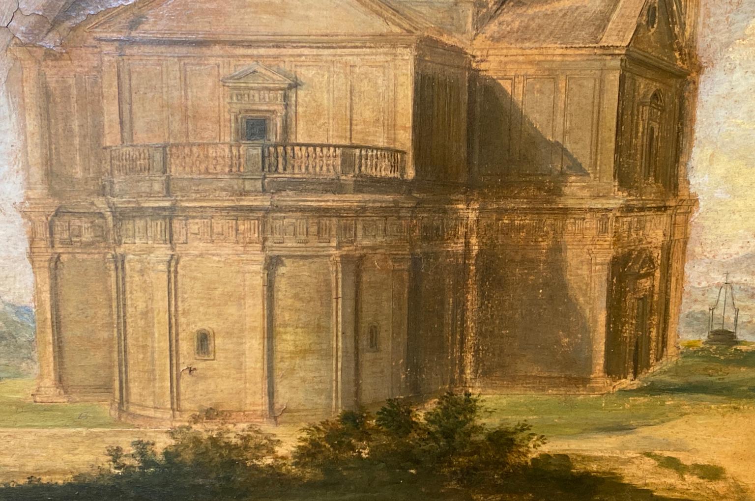 19th Century Italian Architectural Oil Painting For Sale 5
