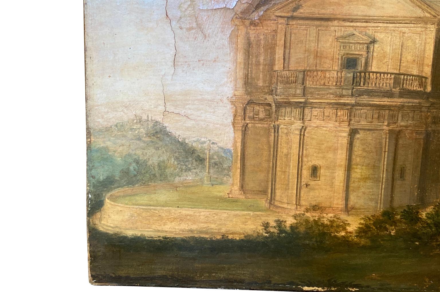 19th Century Italian Architectural Oil Painting For Sale 6