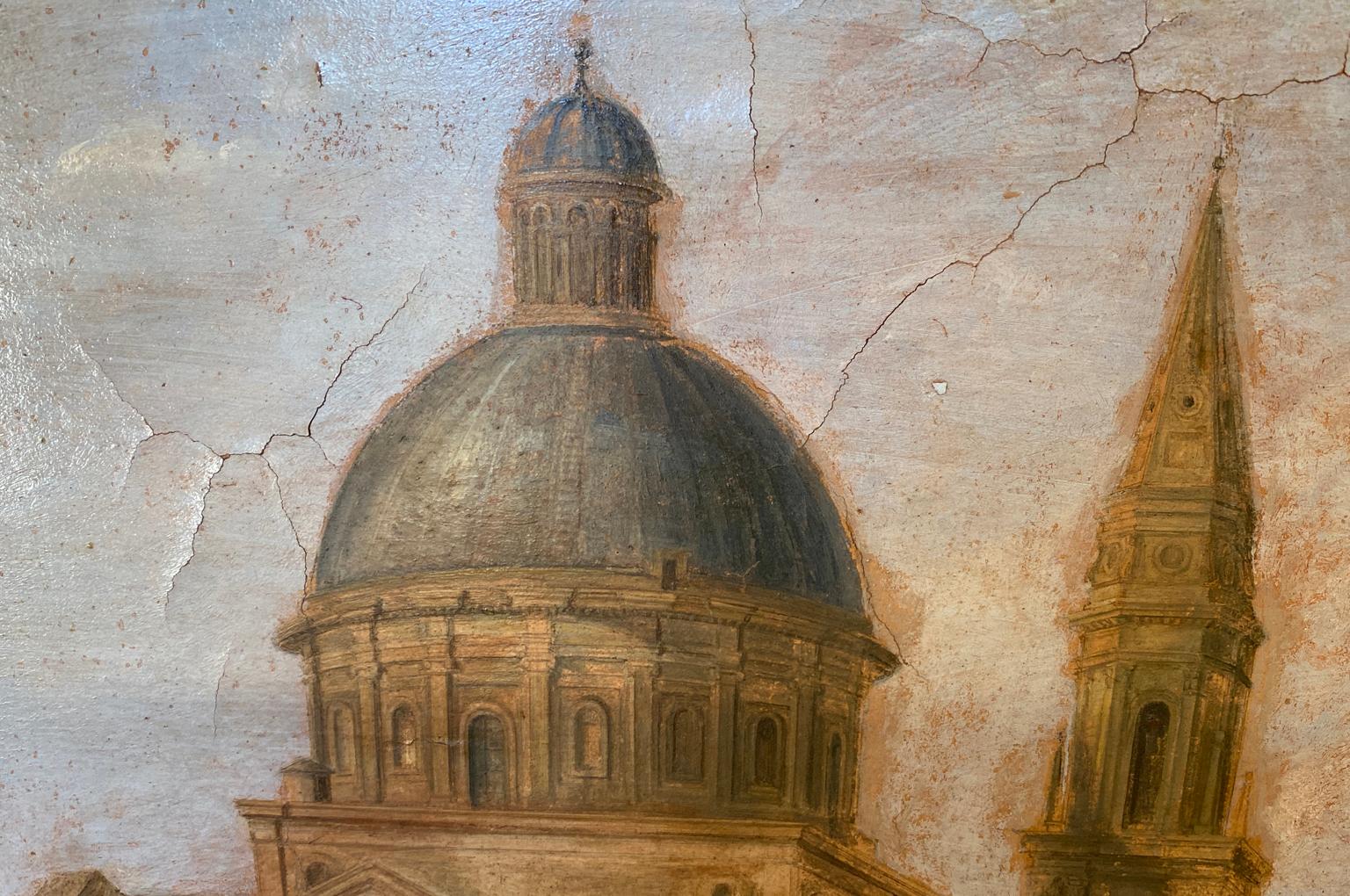 19th Century Italian Architectural Oil Painting In Good Condition For Sale In Atlanta, GA