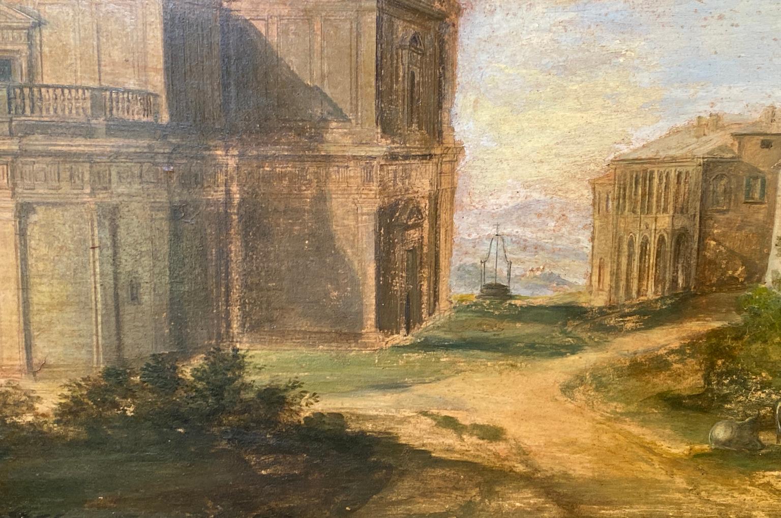 19th Century Italian Architectural Oil Painting For Sale 4