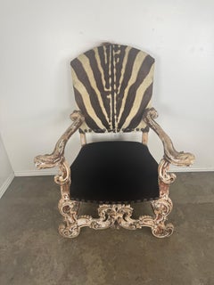 19th Century Italian Armchair with Zebra Upholstery