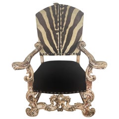 19th Century Italian Armchair with Zebra Upholstery
