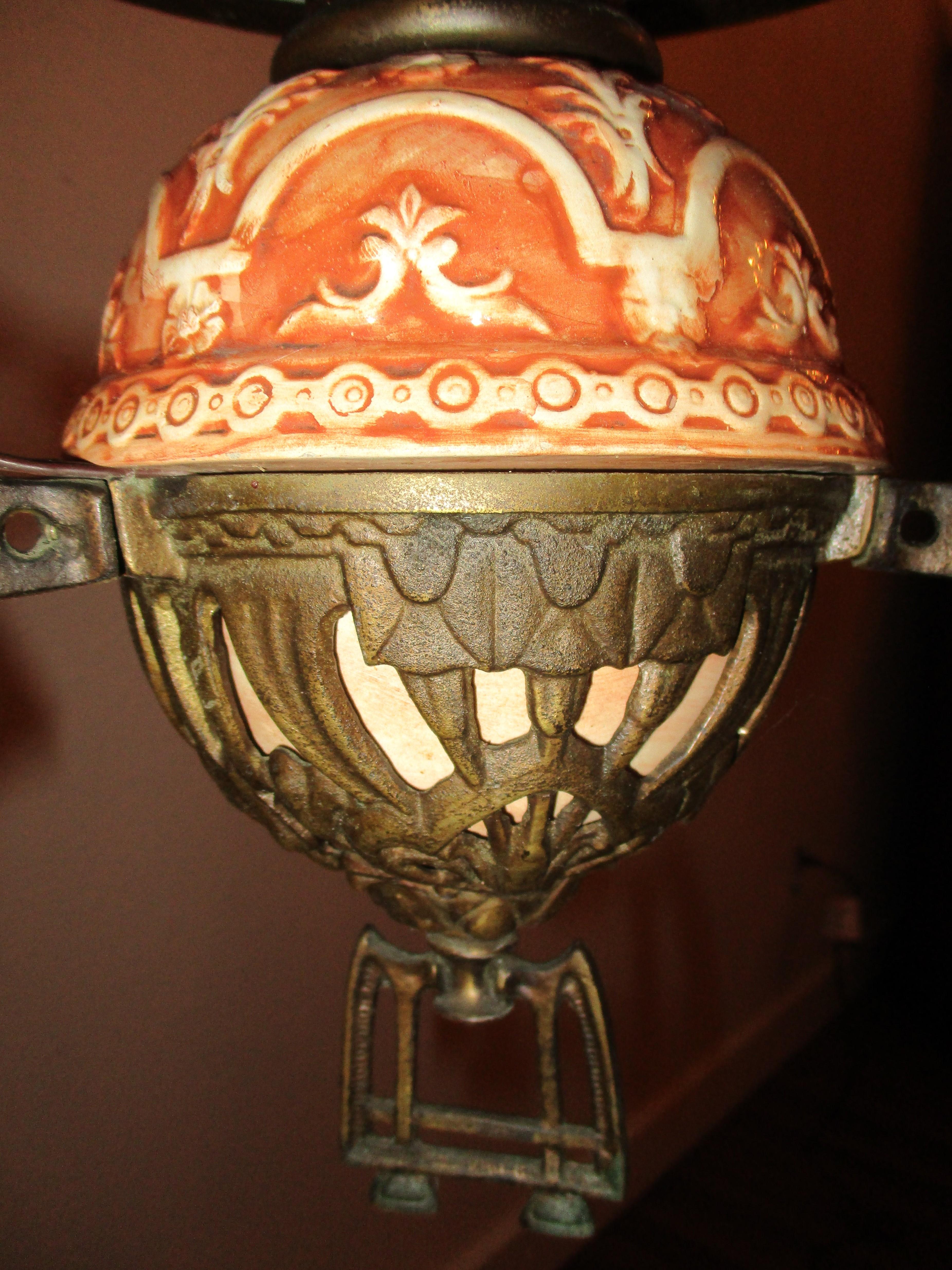 Italian 19th Century Art Nouveau Gas Lantern In Good Condition For Sale In Oregon, OR