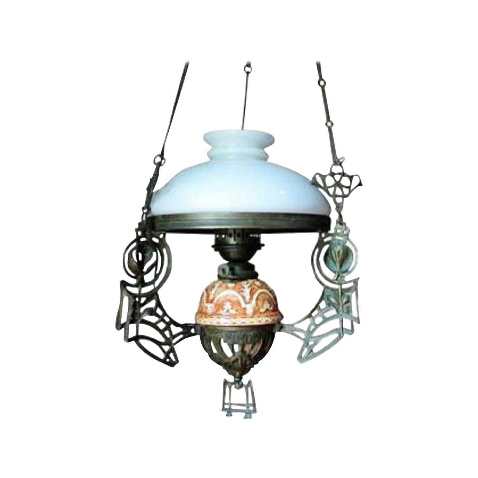 Italian 19th Century Art Nouveau Gas Lantern For Sale