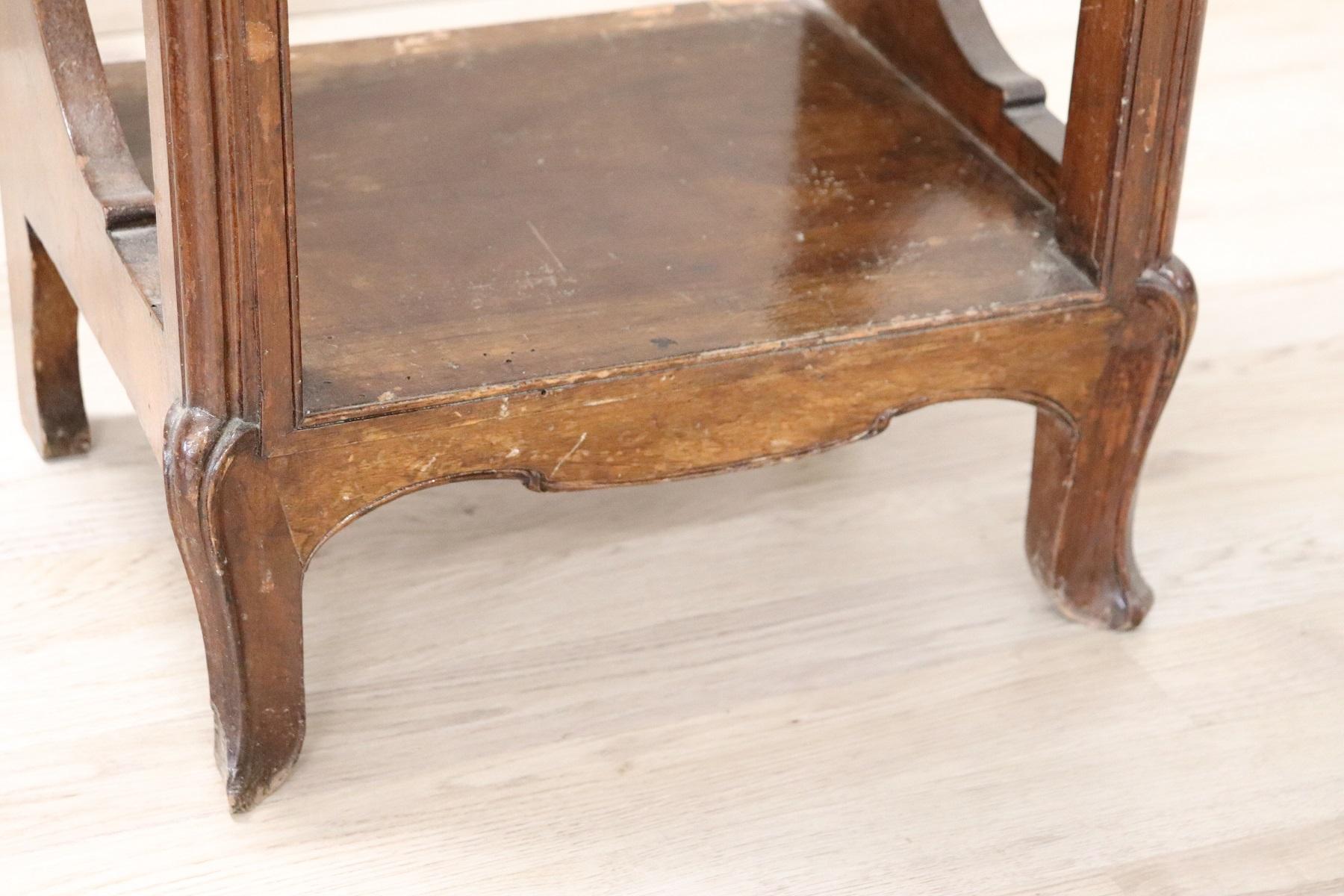 Early 19th Century 19th Century Italian Art Nouveau Walnut with Marble-Top Pair of Nightstand