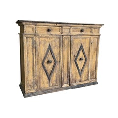20th Century Italian Arte Povera Pine Credenza - Single Antique Tuscan Cupboard