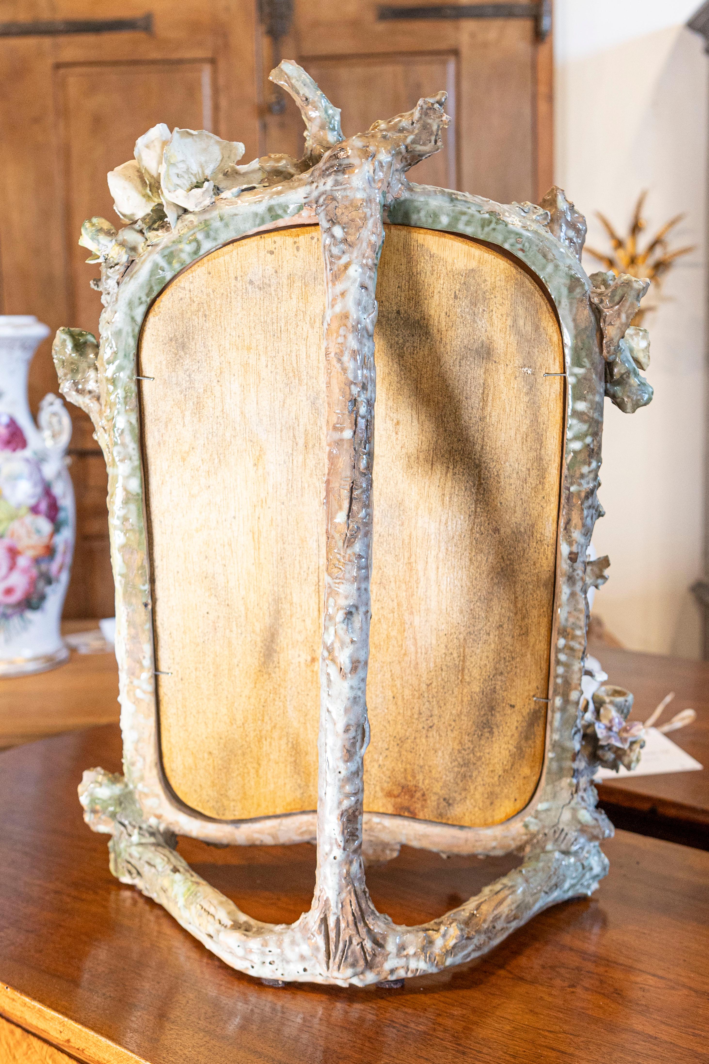 Art nouveau Miroir à Barbotine italien du 19e siècle en vente
