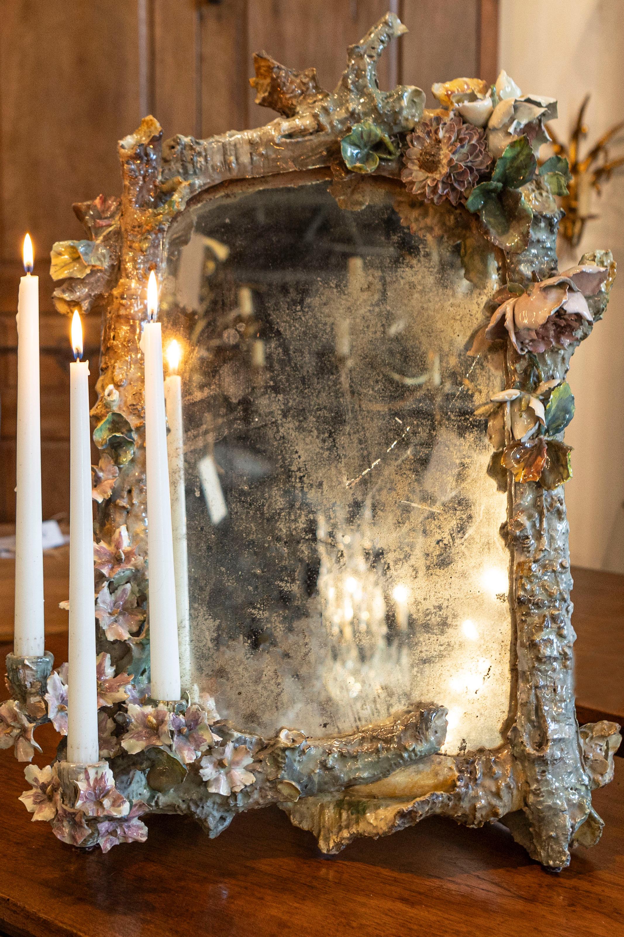 Miroir à Barbotine italien du 19e siècle en vente 1