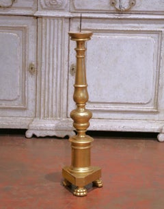 19th Century Italian Baroque Carved Giltwood Altar Candlestick