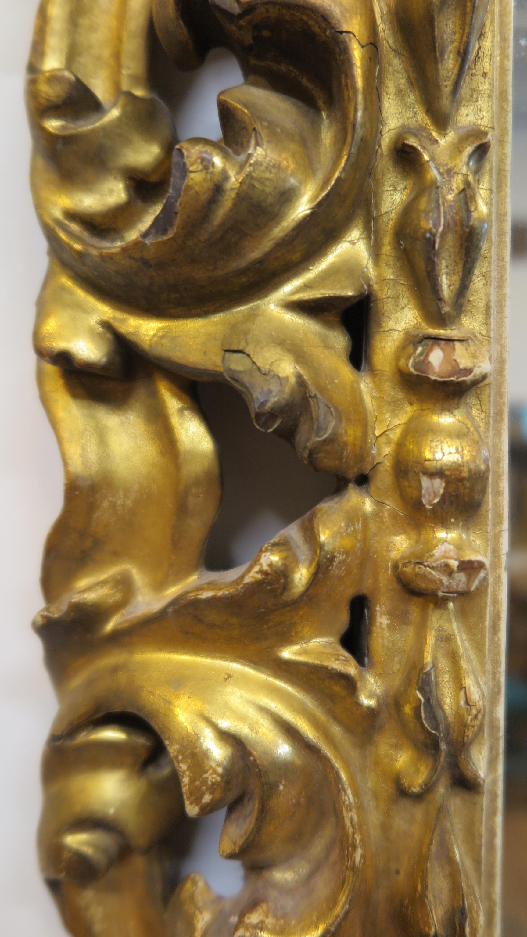 European 19th Century Italian Baroque Carved Mirror