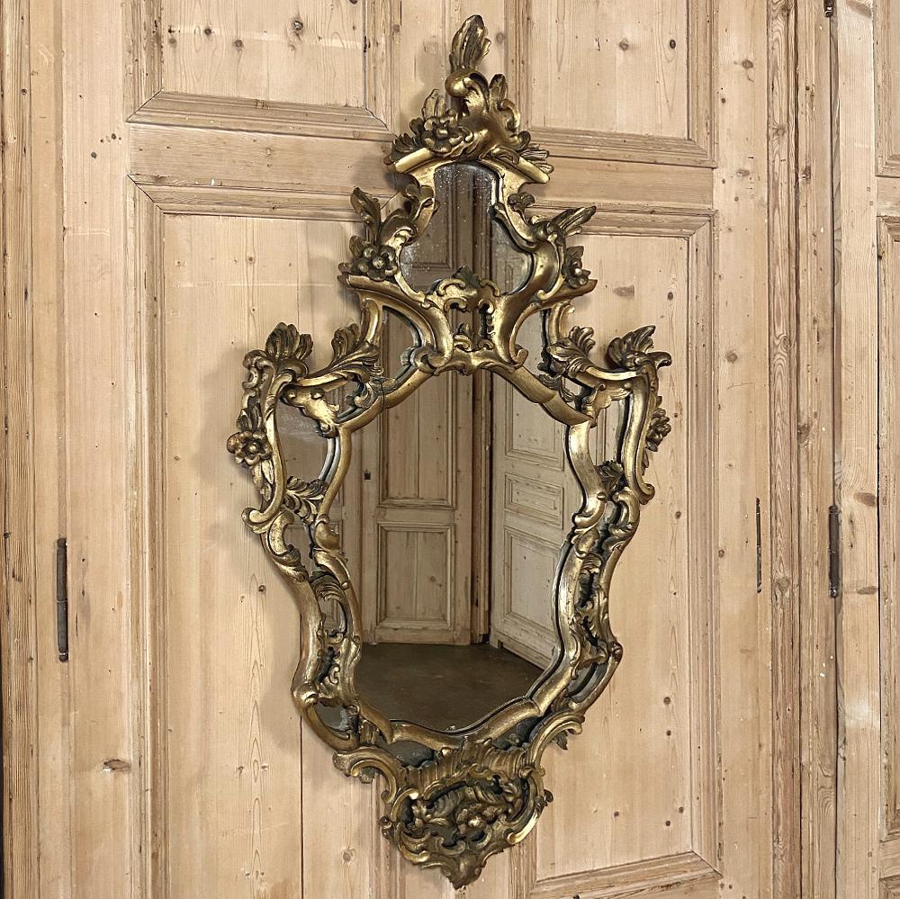 19th Century Italian Baroque Giltwood Mirror In Good Condition For Sale In Dallas, TX