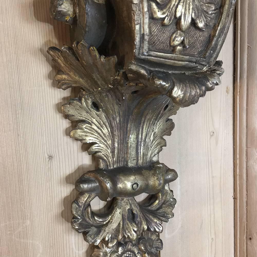 19th Century Italian Baroque Hand-Carved Wood Giltwood Corbel, Wall Shelf In Good Condition In Dallas, TX