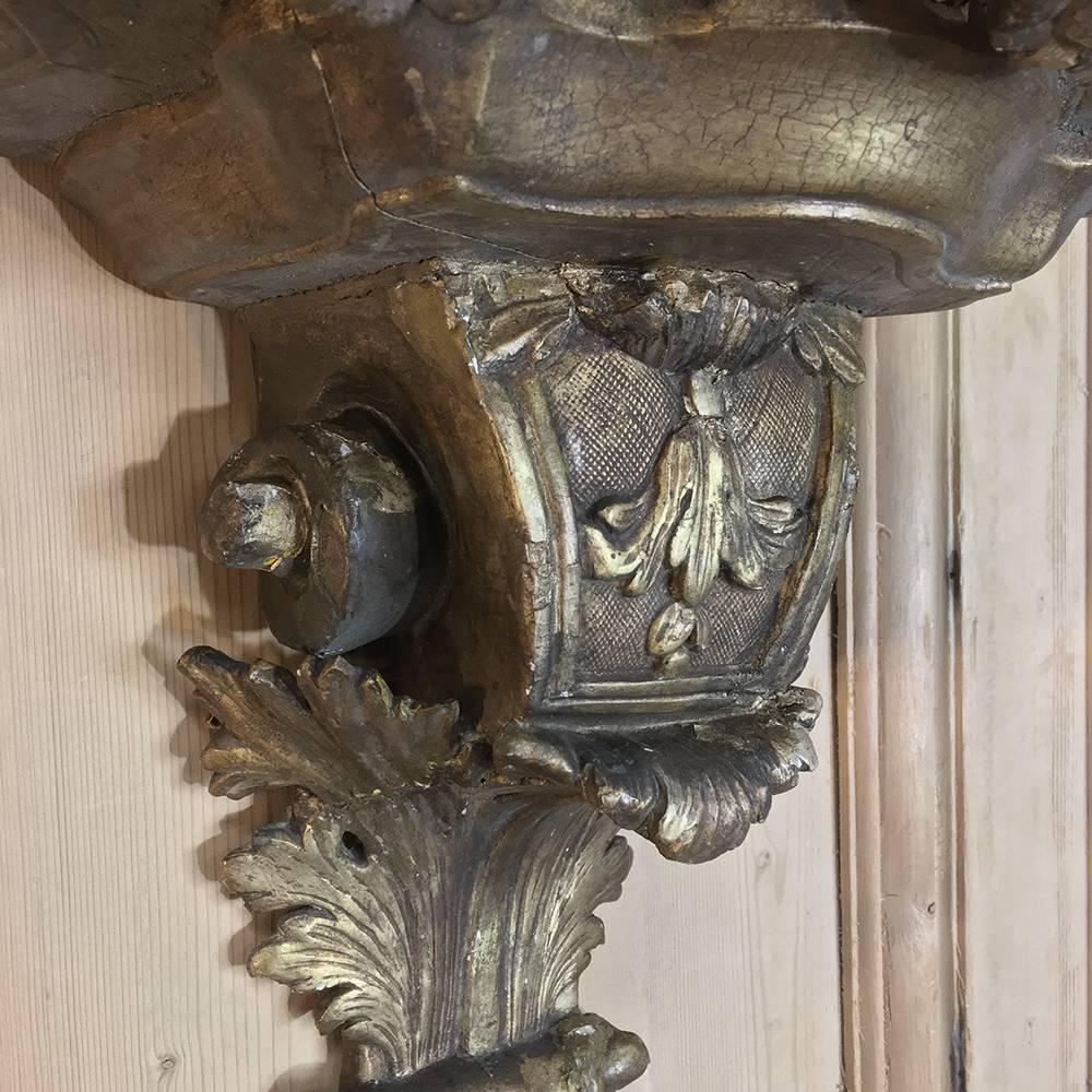 Late 19th Century 19th Century Italian Baroque Hand-Carved Wood Giltwood Corbel, Wall Shelf