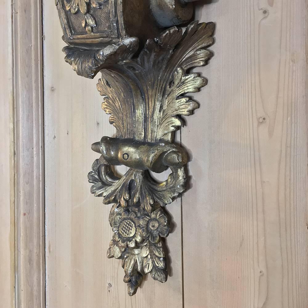 19th Century Italian Baroque Hand-Carved Wood Giltwood Corbel, Wall Shelf 3