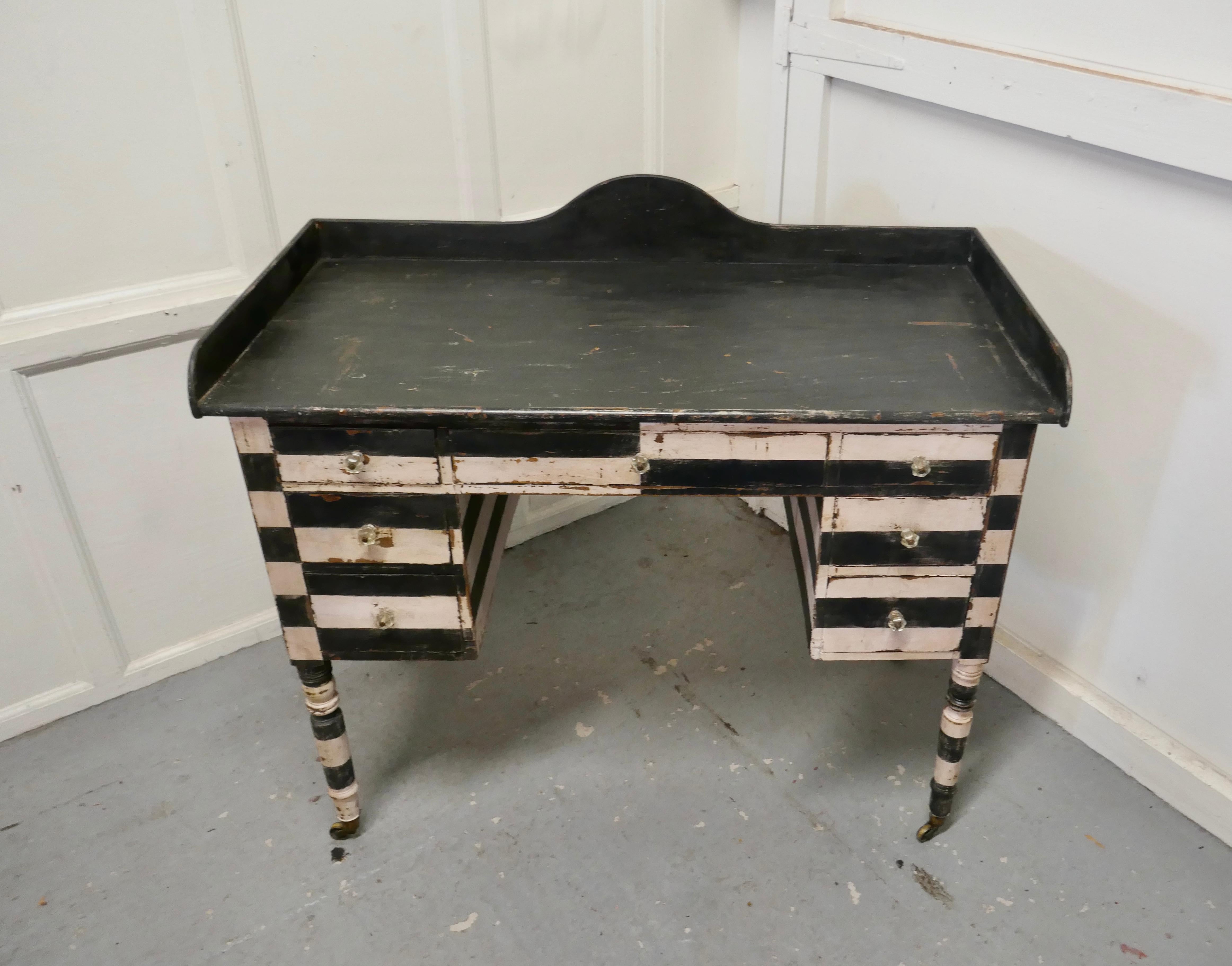 19th Century Italian Baroque Painted Console Side Table

This is a fantastic looking piece of furniture it dates from the early 19th century and was painted in Italy in the the Baroque style around 1900, and has now returned home
The paint is in