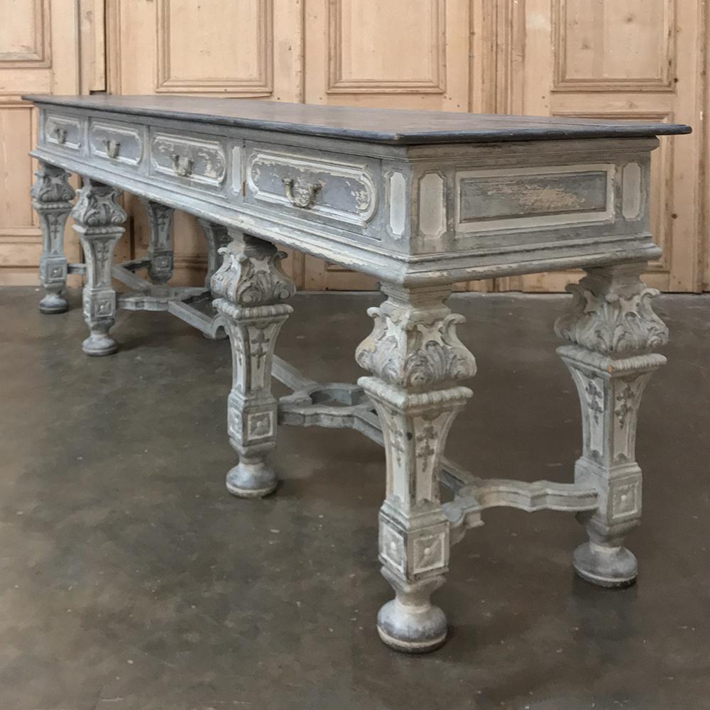 19th Century Italian Baroque Painted Hand-Carved Console 4