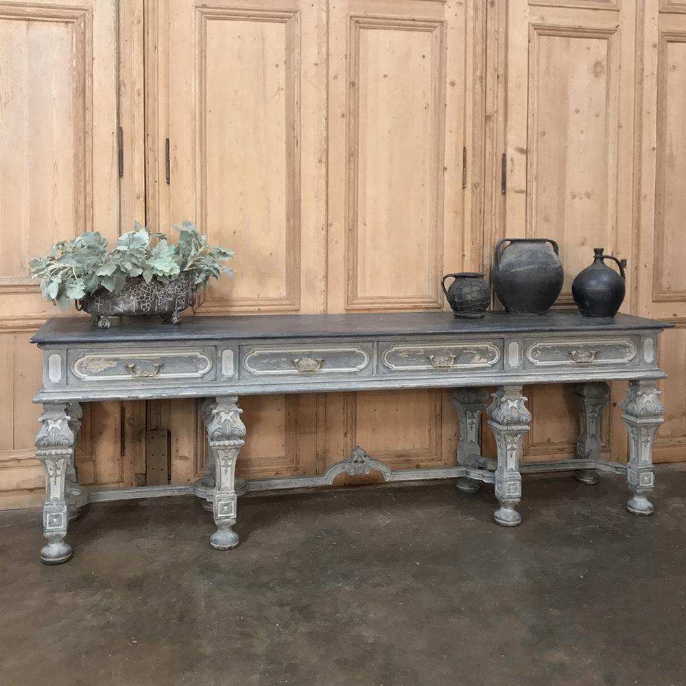 Baroque Revival 19th Century Italian Baroque Painted Hand-Carved Console