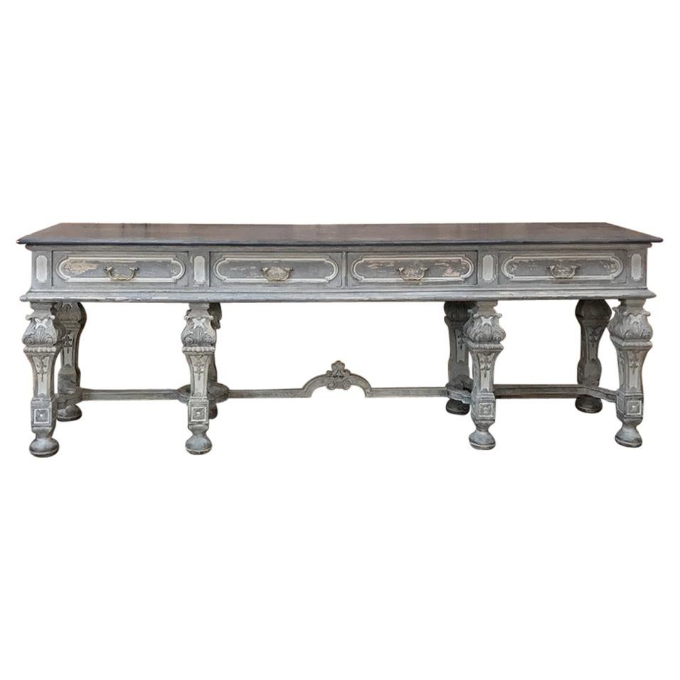 19th Century Italian Baroque Painted Hand-Carved Console