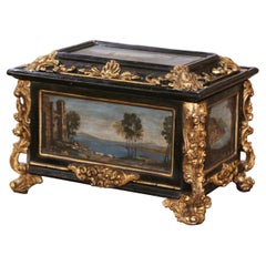 Coffret de table baroque italien du 19ème siècle, doré et peint à la main