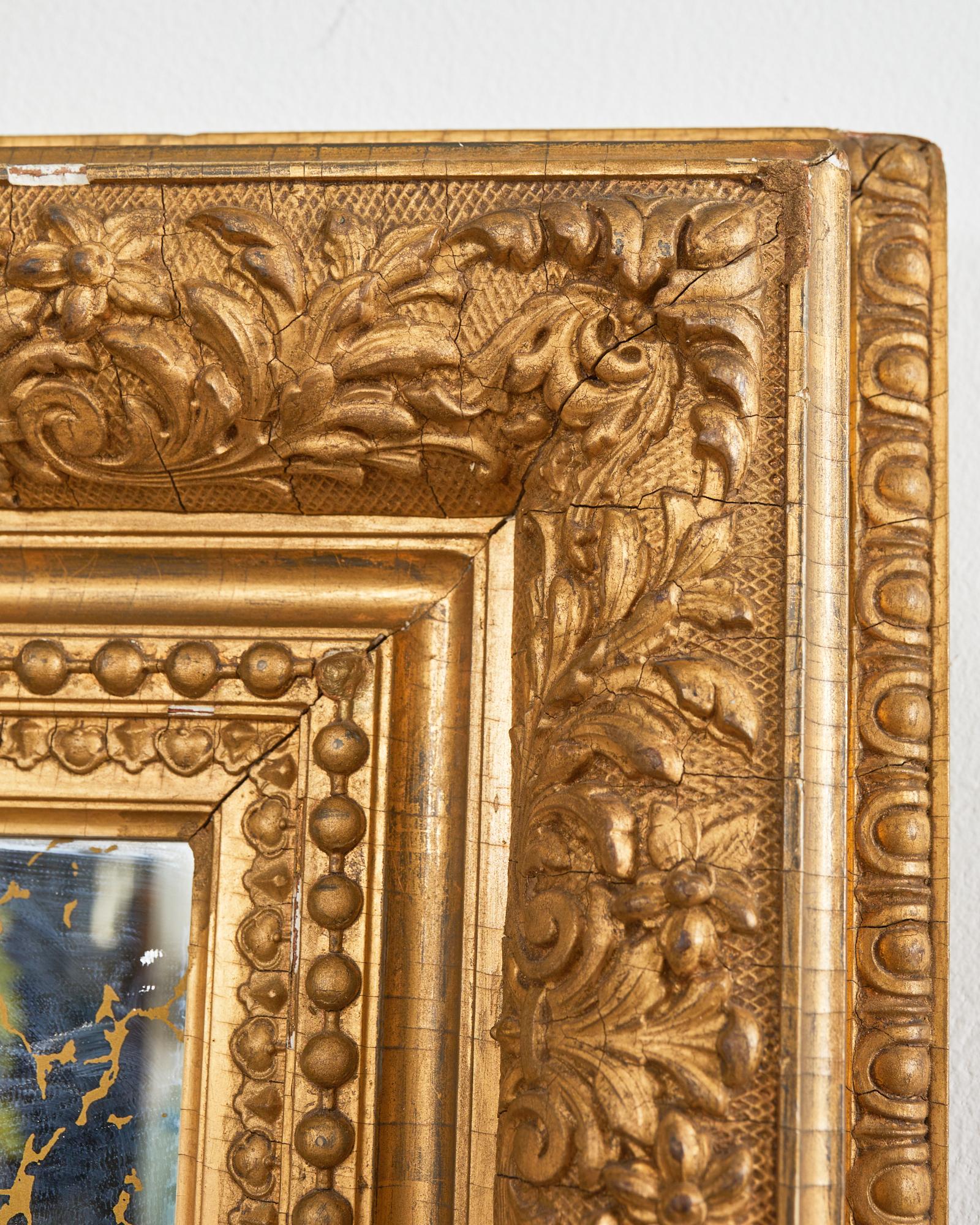 19th Century Italian Baroque Style Carved Giltwood Wall Mirror For Sale 5