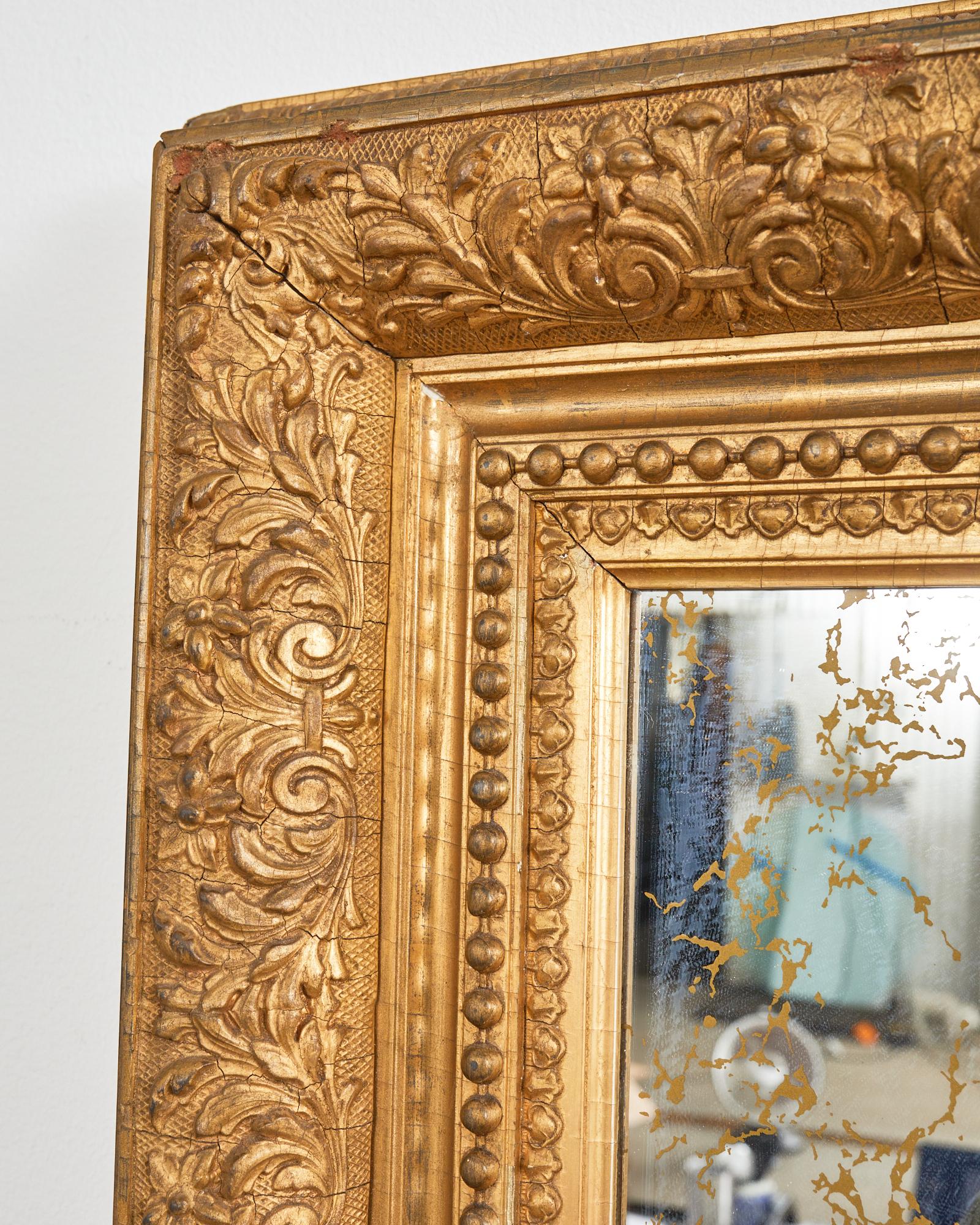 Gesso 19th Century Italian Baroque Style Carved Giltwood Wall Mirror For Sale